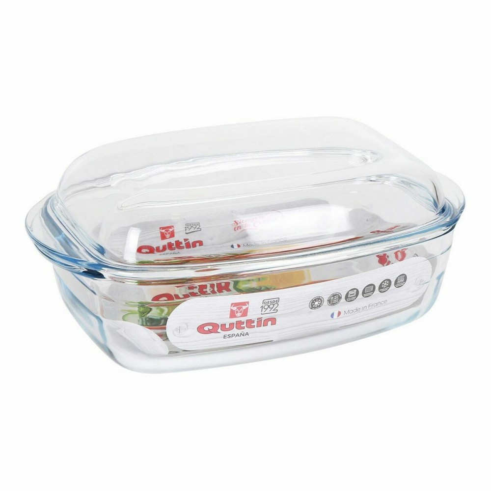 Casserole with lid Quttin 63096 Glass 32,8 x 19,7 x 13 cm (3L + 1,5L)