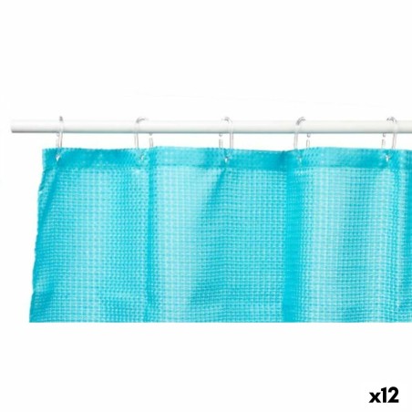 Shower Curtain Berilo SC-POLY-UD1-BLUE Blue Polyester 180 x 180 cm Points (12 Units)