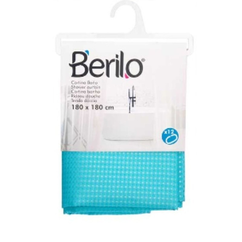 Shower Curtain Berilo SC-POLY-UD1-BLUE Blue Polyester 180 x 180 cm Points (12 Units)