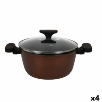 Casserole avec Couvercle en Verre Quttin Sahara Aluminium forgé Marron 34 x 21 x 11 cm (4 Unités)