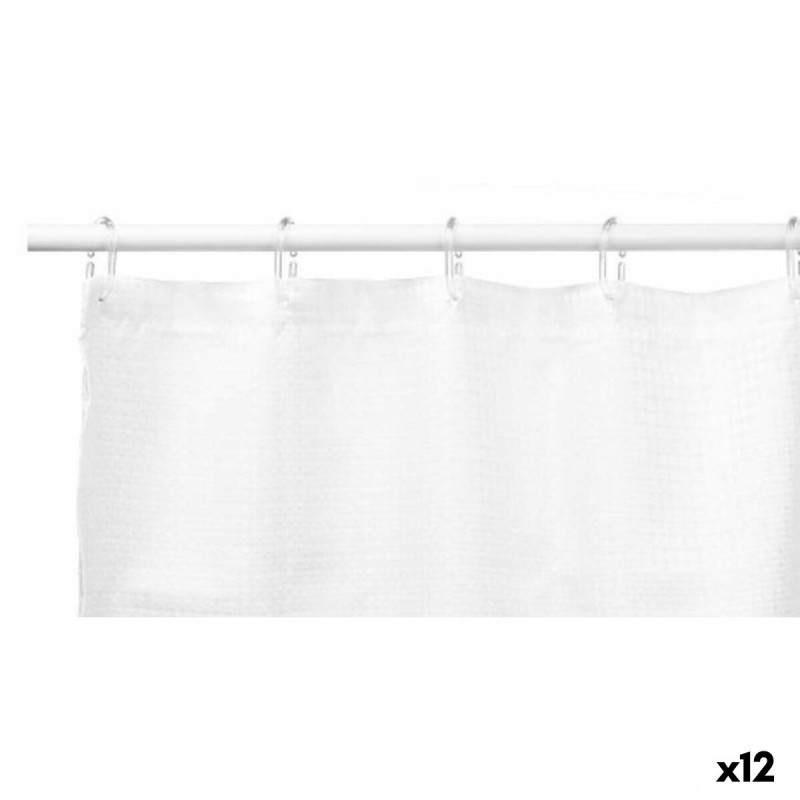 Duschvorhang Berilo SC-POLY-UD1-WHITE Weiß Polyester 180 x 180 cm Punkte (12 Stück)