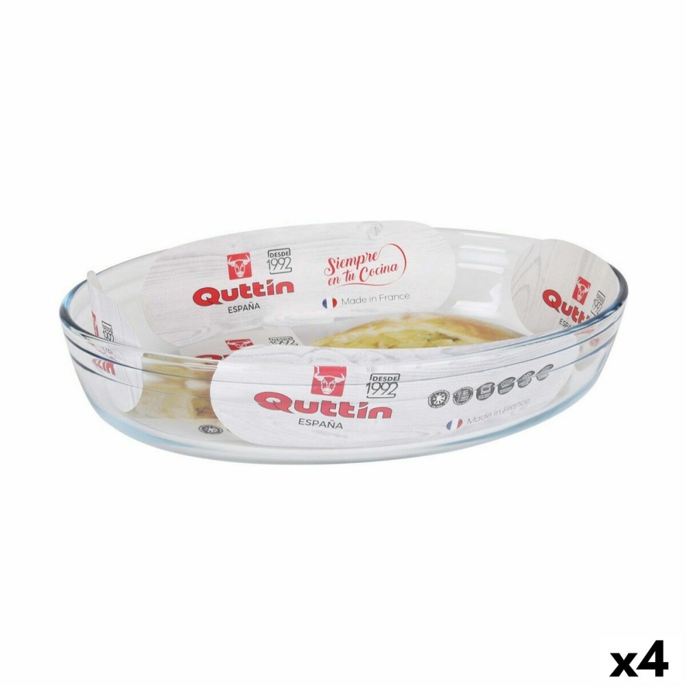 Ofenschüssel Quttin   Durchsichtig Glas Oval 2,2 L 30,1 x 20,9 x 6,3 cm (4 Stück)