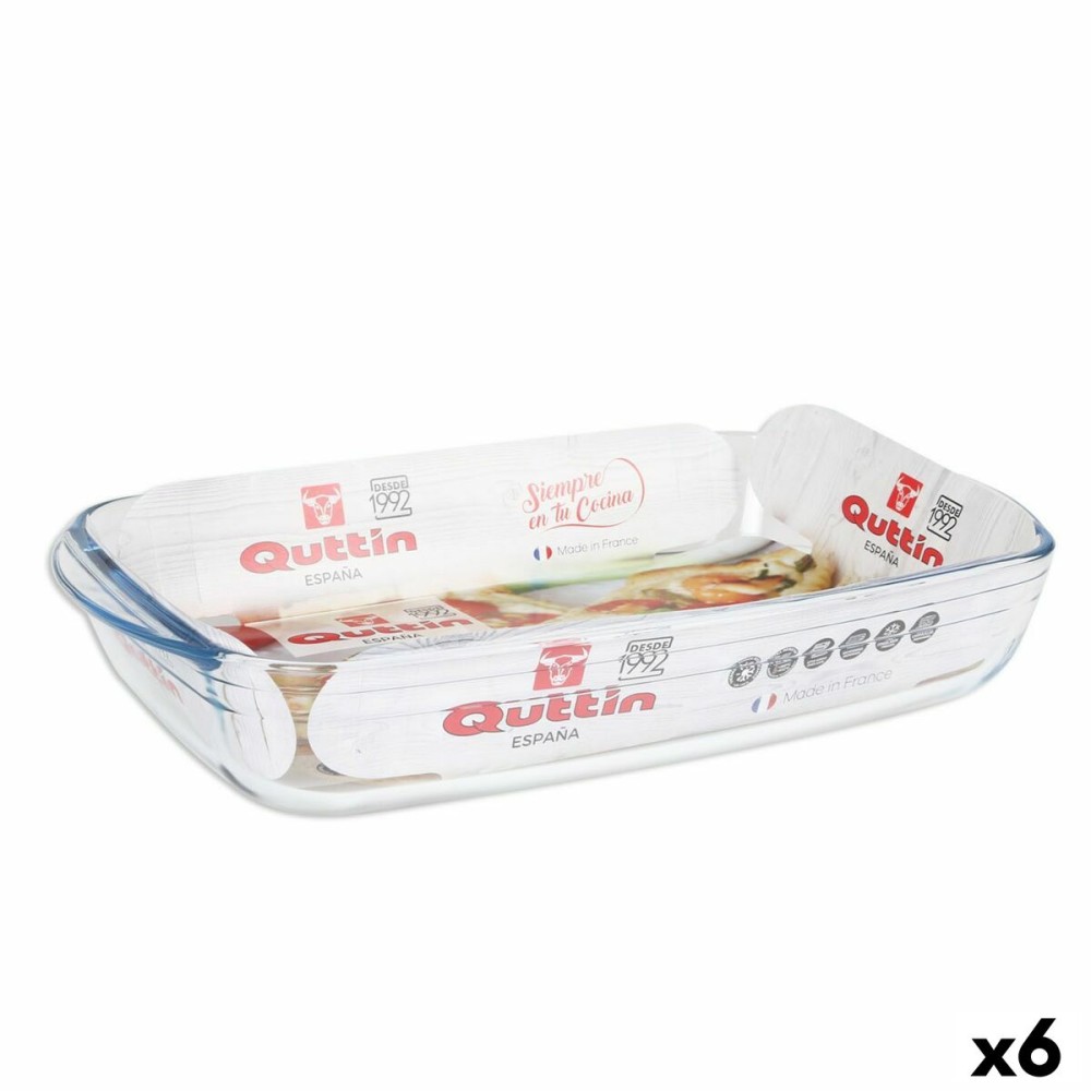 Oven Dish Quttin   Transparent Glass Rectangular 4,2 L 38,8 x 23,9 x 6,6 cm (6 Units)