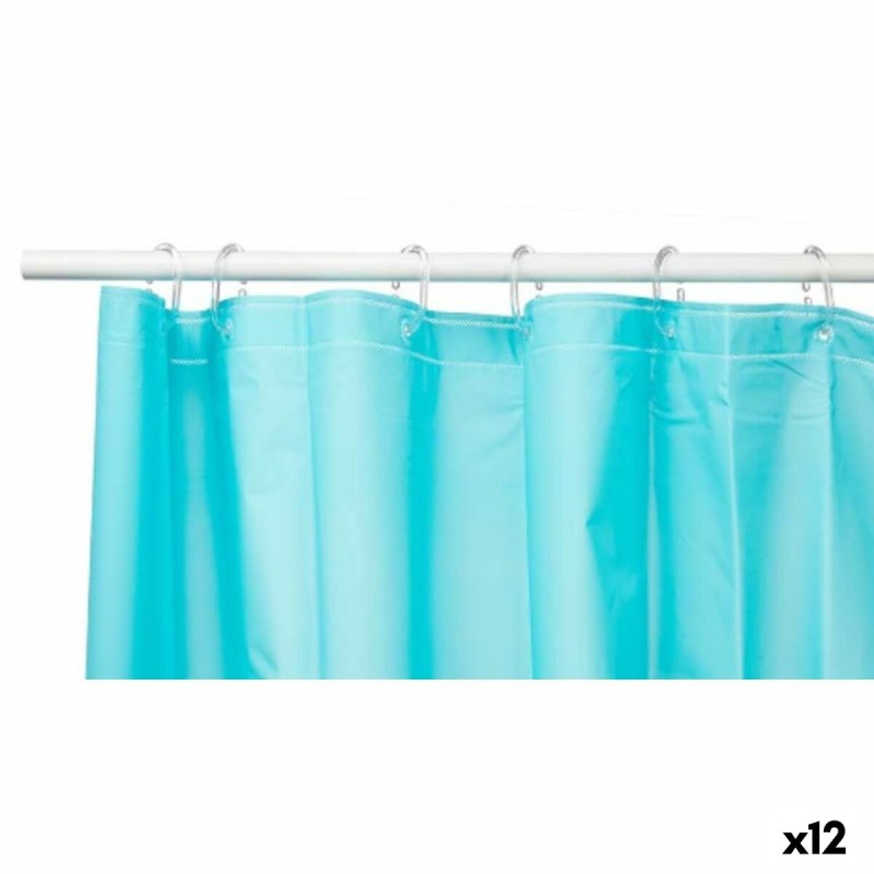 Shower Curtain Berilo SC-MIX-01-BLUE Blue Polyethylene EVA 180 x 180 cm (12 Units)