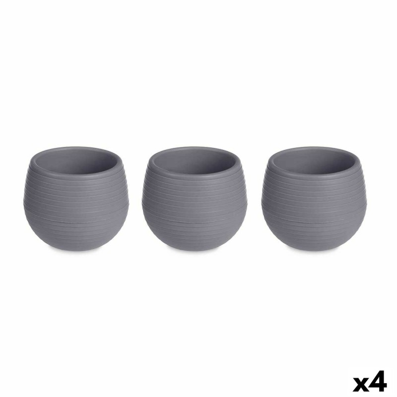 Set de pots Ibergarden ES0501102S3 Anthracite Plastique 16,5 x 16,5 x 14,5 cm (4 Unités)