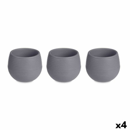 Blumentopfset Anthrazit Kunststoff 16,5 x 16,5 x 14,5 cm (4 Stück)