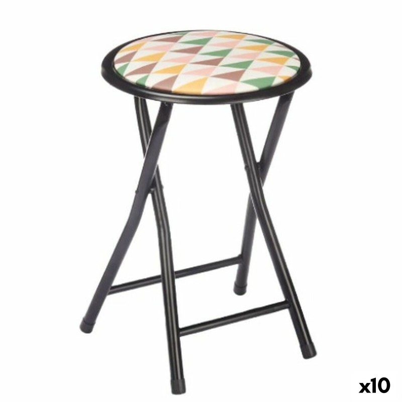 Tabouret Pliant Geometric Noir PVC Métal 30 x 30 x 45 cm (10 Unités)