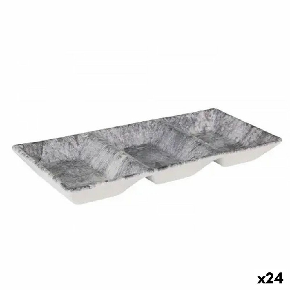 Snack tray La Mediterránea Stonehenge 3 Compartments 25 x 11 x 3 cm (24 Units)