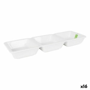 Bowl La Mediterránea Yummy Aperitif Porcelain White 29,3 x 9,5 x 3,3 cm (16 Units) (29,3 x 9,5 x 3,3 cm)