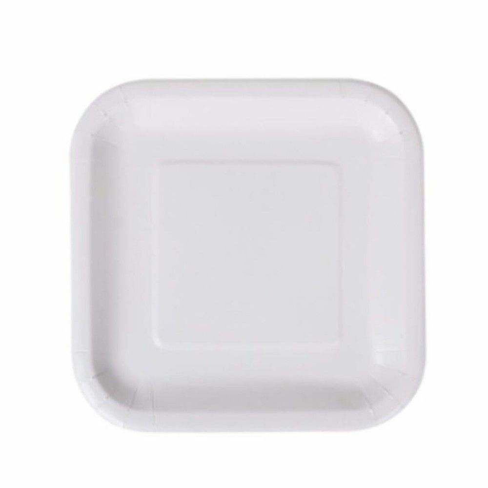 Plate set Algon Disposable White Cardboard Squared 20 cm (36 Units)