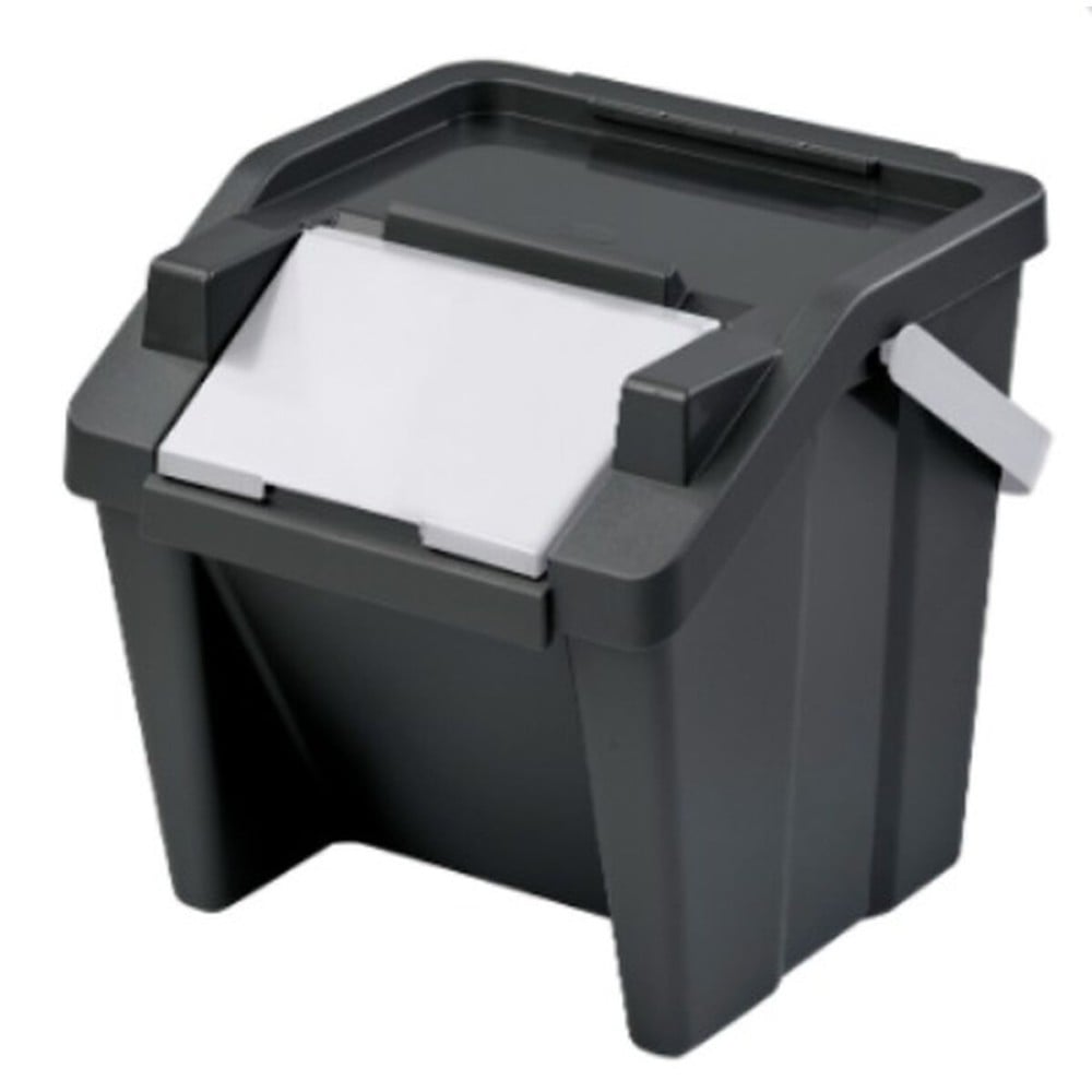 Recycling Waste Bin Tontarelli Moda White Black Stackable 28 L (6 Units)