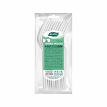 Fork Set Algon Reusable White 36 Units 18 cm