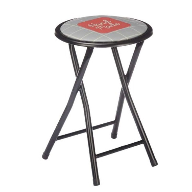 Tabouret Pliant Hand Made Marron Noir Gris PVC Métal 30 x 30 x 45 cm (10 Unités)