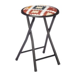 Tabouret Pliant Boho Chic Noir PVC Métal 30 x 30 x 45 cm (10 Unités)