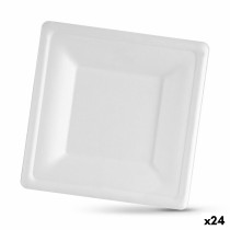 Service de vaisselle Algon Produits à usage unique Blanc Canne à sucre Carré 16 cm (24 Unités)