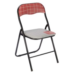 Folding Chair Hand Made Brown Black Grey PVC Metal 43 x 46 x 78 cm (6 Units)