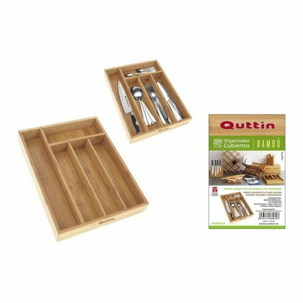 Besteckkasten Quttin Bambus 34 x 26 x 4 cm (8 Stück)