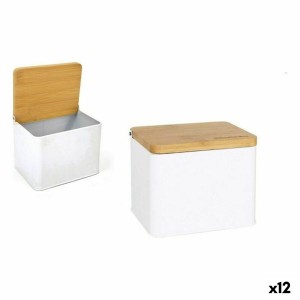 Salière avec couvercle Privilege Métal Bambou 14 x 11 x 11 cm (12 Unités) (14 x 11 x 11 cm)