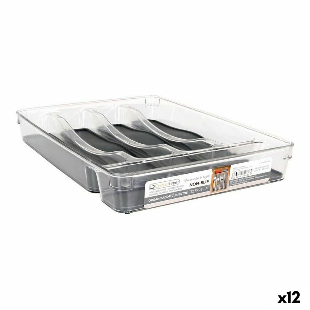 Cutlery Organiser Confortime Non Slip Pet 32,5 x 23 x 4,5 cm (12 Units)