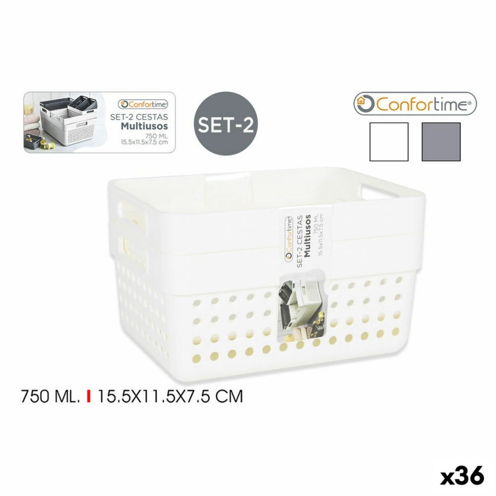 Panier Multi-usages Confortime 144943 15,5 x 11,5 x 7,5 cm (2 Pièces) (36 Unités) (15,5 x 11,5 x 7,5 cm)