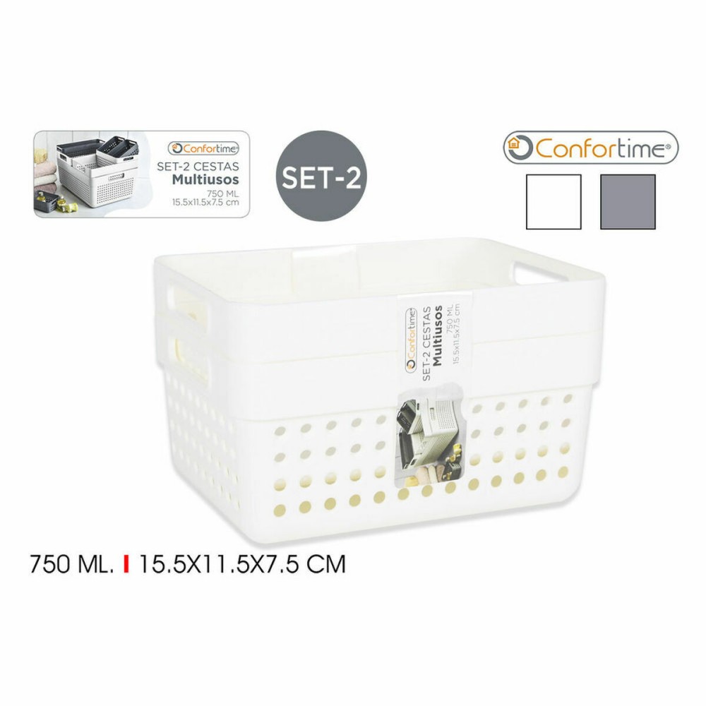 Panier Multi-usages Confortime 144943 15,5 x 11,5 x 7,5 cm (2 Pièces) (36 Unités) (15,5 x 11,5 x 7,5 cm)