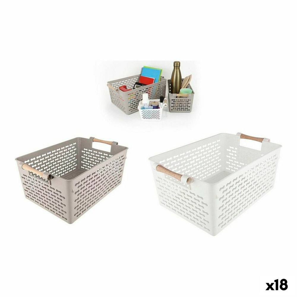 Panier Multi-usages Confortime Bois 37 x 23 x 15 cm (18 Unités)