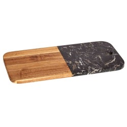 Planche à découper Noir Marbre Bois d'acacia 18 x 1,5 x 38 cm (8 Unités)