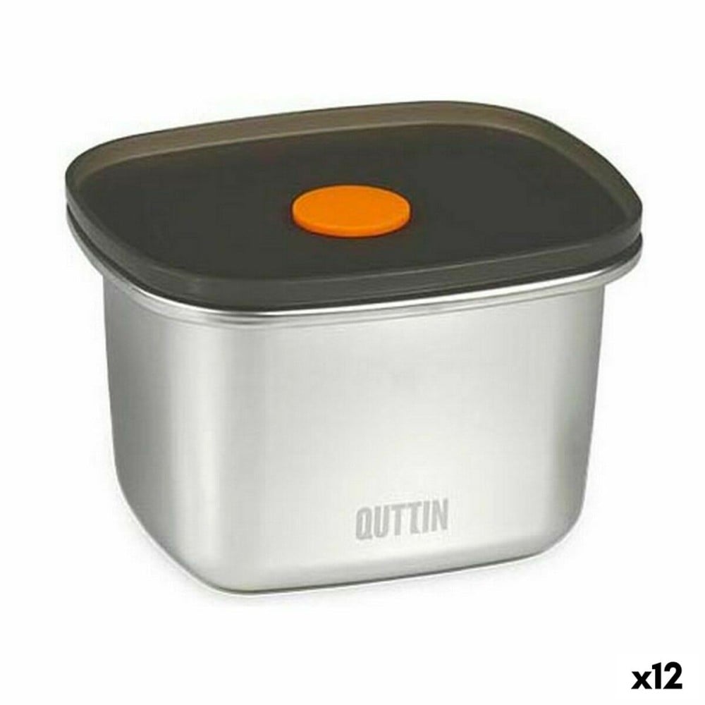 Boîte à lunch hermétique Quttin Acier inoxydable Rectangulaire 450 ml 11,6 x 9,4 x 7 cm (12 Unités)