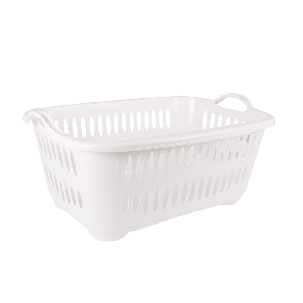 Panier à linge Tontarelli Cover line Avec des poignées Plastique Blanc 62,5 x 44,5 x 27,5 cm (12 Unités)