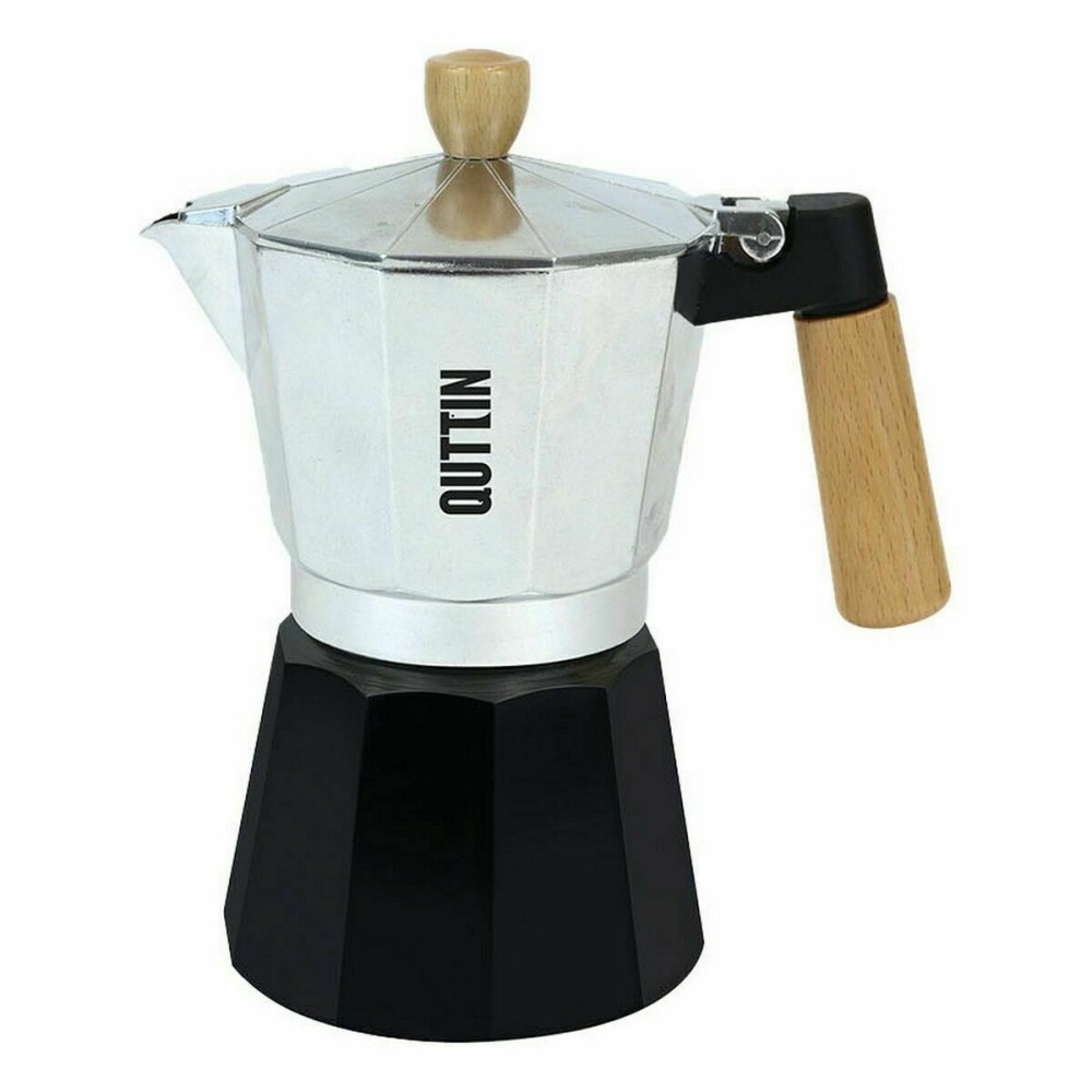 Italian Coffee Pot Quttin Wood Aluminium 12 Cups (6 Units)