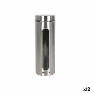 Bocal Quttin Transparent Argenté verre Acier 2,2 L 10 x 10 x 30,5 cm (12 Unités)