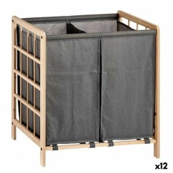 Laundry basket Kipit XJL146354H Brown Grey Wood 30 L x 2 33 x 60 x 59,5 cm (12 Units)