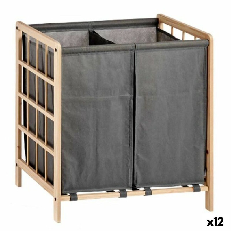 Panier à linge Kipit XJL146354H Marron Gris Bois 30 L x 2 33 x 60 x 59,5 cm (12 Unités)