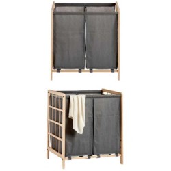 Panier à linge Kipit XJL146354H Marron Gris Bois 30 L x 2 33 x 60 x 59,5 cm (12 Unités)