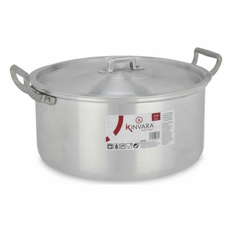 Casserole with lid Kinvara 100008 Silver 6,5 L 35 x 16 x 28 cm (6 Units)