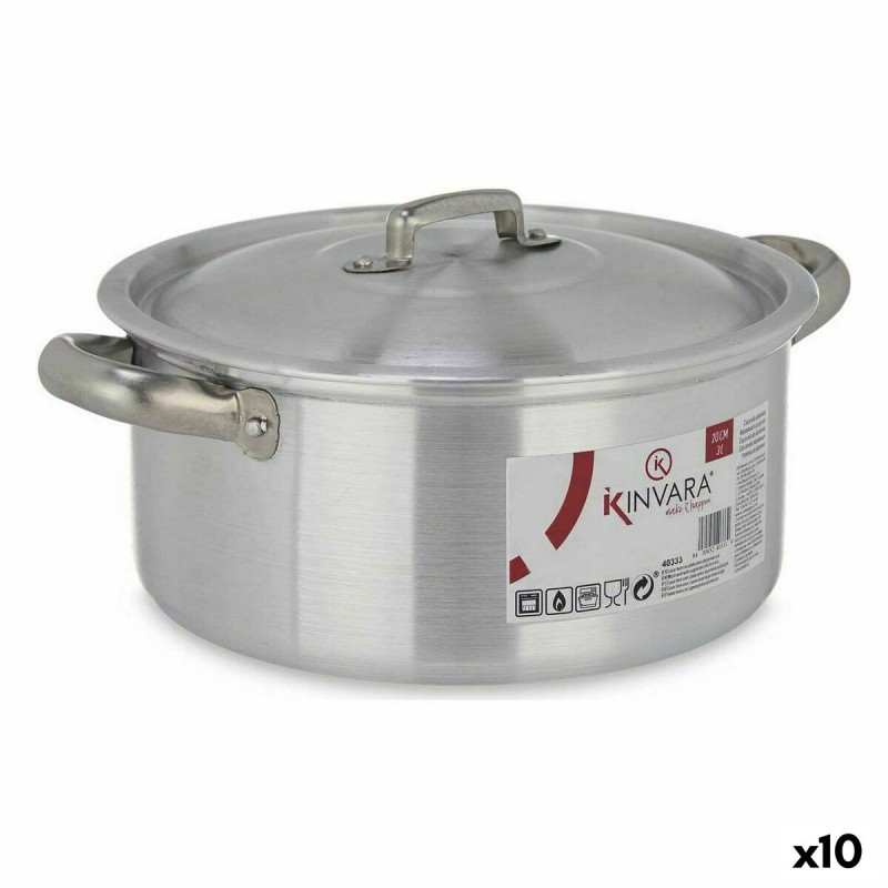 Casserole with lid Silver Aluminium 3 L (10 Units)