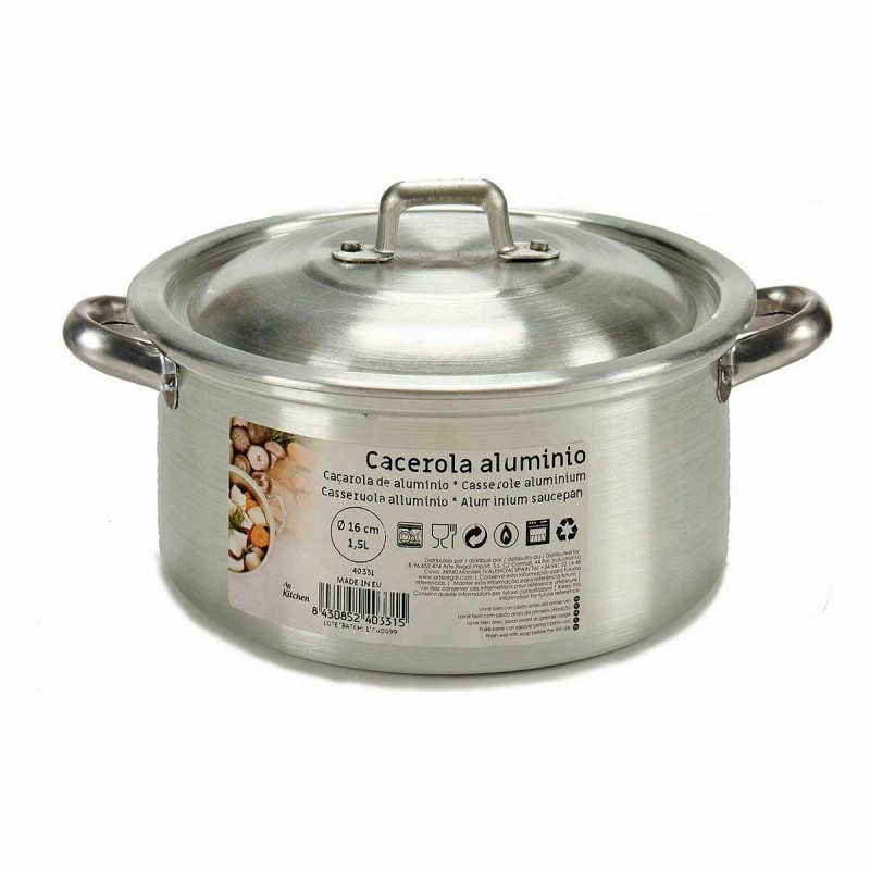 Casserole with lid Kinvara 100003 Silver 1,5 L 18 x 10 x 23,5 cm (10 Units)