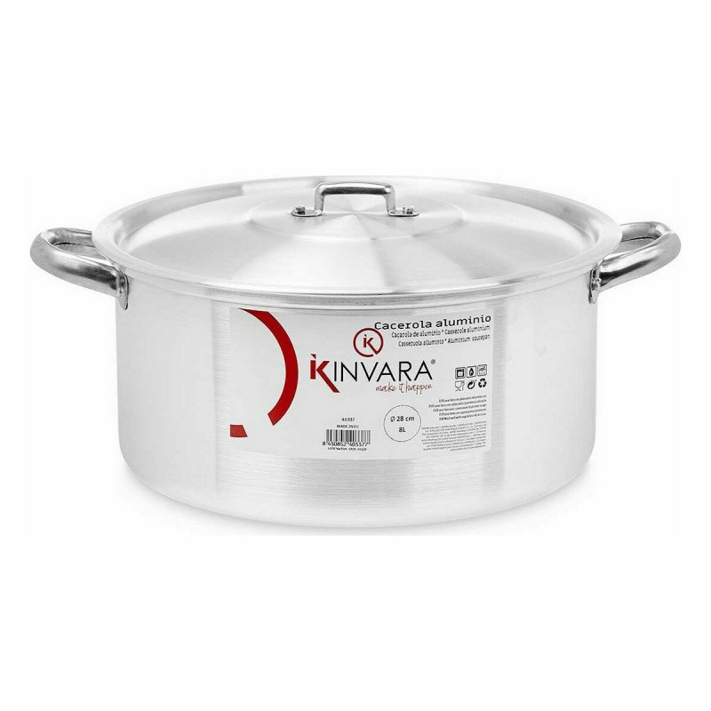 Casserole avec Couvercle Kinvara 100009 Argenté 8 L (6 Unités)