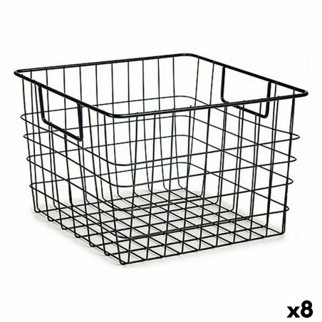 Basket Kinvara W7318 Black Steel 29 x 19,5 x 32 cm With handles (8 Units)