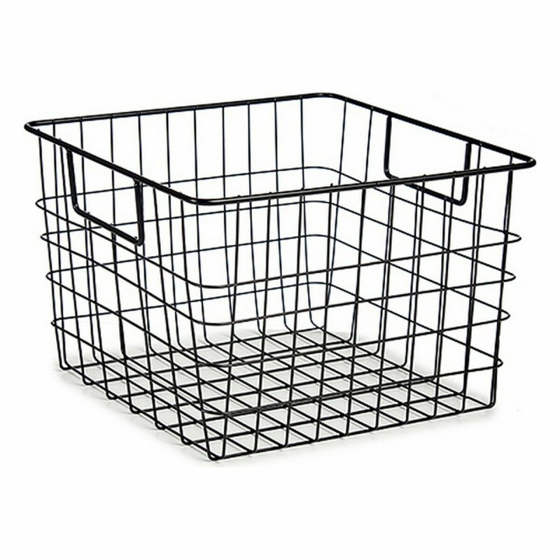 Basket Kinvara W7318 Black Steel 29 x 19,5 x 32 cm With handles (8 Units)