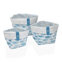 Basket set Versa Aqua Textile 14 x 14 x 14 cm