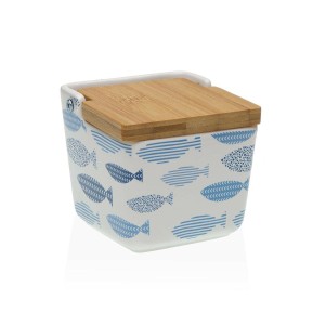 Salière avec couvercle Versa Aqua Poissons Céramique 8,8 x 8,5 x 8,8 cm