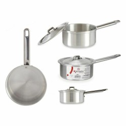 Casserole avec couvercle Ø 14 cm Argenté Aluminium 1 L (10 Unités)