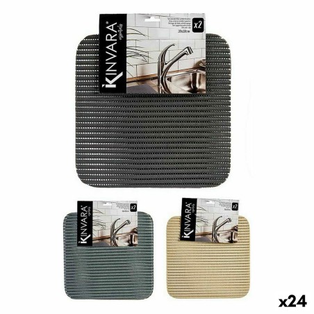 Non-slip Mat Kinvara SJ-A106 White Plastic 32 x 32 cm Set 2 Pieces (24 Units)