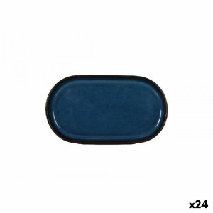 Tablett für Snacks La Mediterránea Chester Blau Oval 13 x 8 x 4 cm (24 Stück)