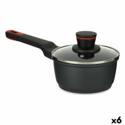 Casserole avec couvercle Ø 16 cm Noir Aluminium (6 Unités)