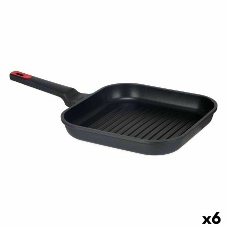 Grill pan with stripes Kinvara 77781 Black Aluminium Bakelite 28 x 28 cm (6 Units)