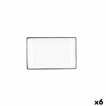 Snack tray Quid Gastro White Black Ceramic 20 x 13 x 2 cm (6 Units)