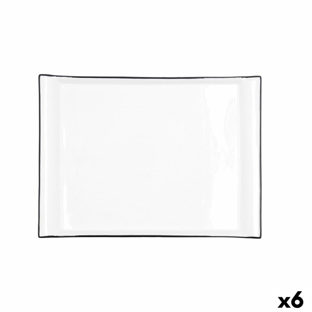 Plateau apéritif Quid Gastro Blanc Noir Céramique 31 x 23 cm (6 Unités)