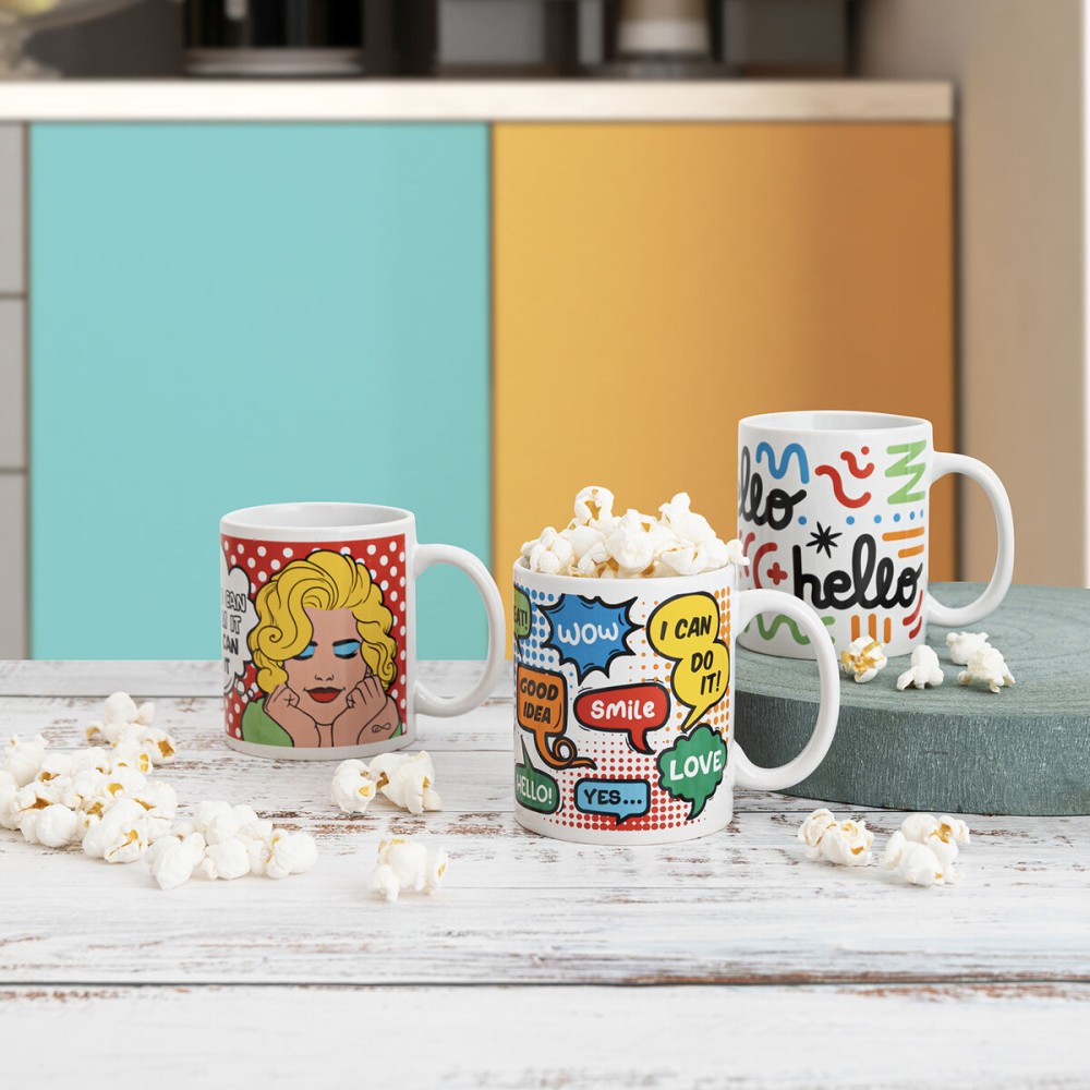 Tasse Quid Pin Up Bandes dessinées Multicouleur Céramique 330 ml (12 Unités)